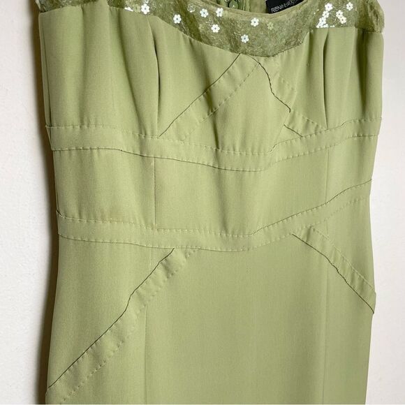 RENA LANGE Y2K Sleeveless Midi Silk Dress Floral Sequins Fairy Ethereal Formal - Picture 11 of 17